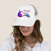 Casquette Équipe de sirène avec queue de sirène rose, bleue, (En situation)