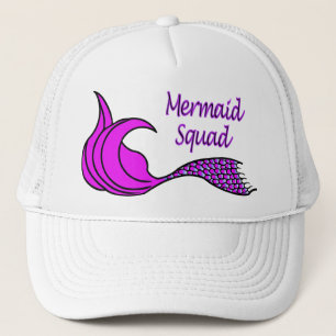 Casquette Équipe de sirène avec queue de sirène rose vif