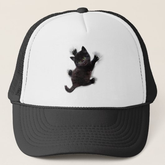 Casquette Escalade de chat noir sur le dos humain (Devant)