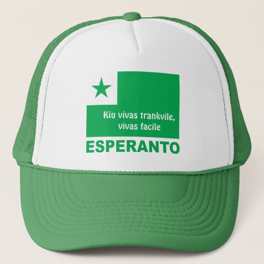 Casquette Esperanto / "Kiu vivas trankvile, vivas facile", (Devant)