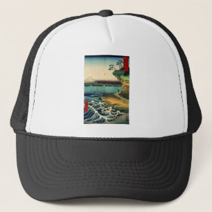 Casquette Estampe japonaise vintage Ukiyo-e Mt. Fuji 房州保田ノ海岸