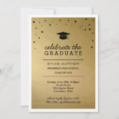 Casquette et Confetti Gold Graduation Invitation (Devant)