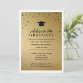 Casquette et Confetti Gold Graduation Invitation (Debout devant)