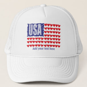 Casquette États-Unis - Coeurs drapeau personnalisés