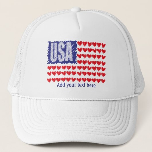 Casquette États-Unis - Coeurs drapeau personnalisés (Devant)