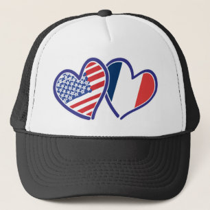 Casquette États-Unis et France Love Hearts