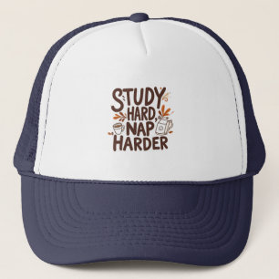 Casquette Étudier Dur Nap Harder - Drôle Automne Typographie