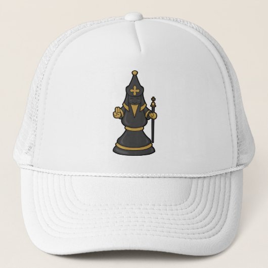 Casquette Évêque aux échecs avec le personnel (Devant)
