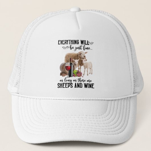 Casquette Everything Will Be Just Fine Sheeps And Wine Lover (Devant)
