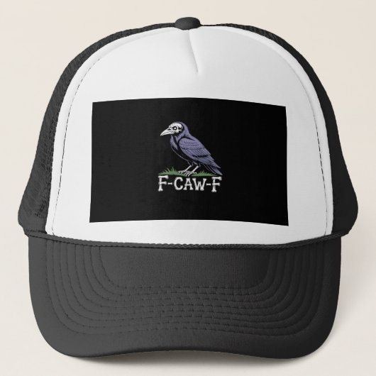 Casquette F-Caw-F Bone Text Skull Raven - Gothic Macabre Hum (Devant)