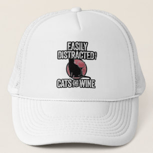 Casquette Facilement distrait par les chats et le vin