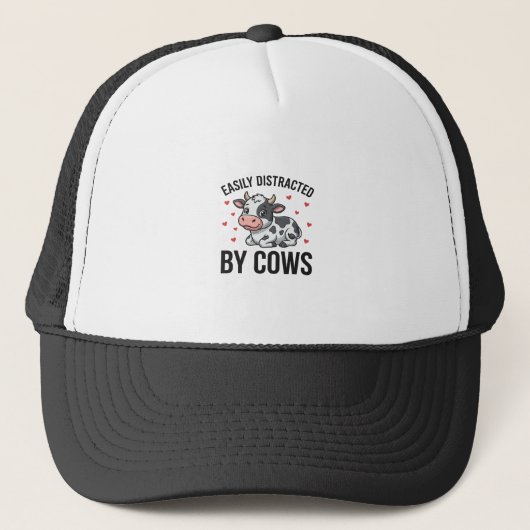 Casquette Facilement distrait par les vaches Graphique de va (Devant)