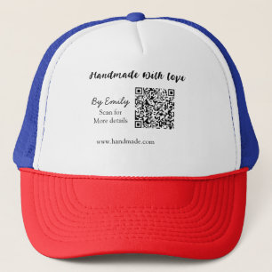 Casquette Fait à la main avec amour code Q R site web petite