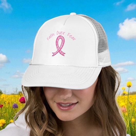 Casquette Faith Over Fear Hat | Pink Ribbon Heart Hat