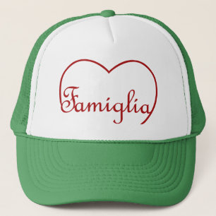 Casquette Famiglia Italien Coeur de famille Rouge