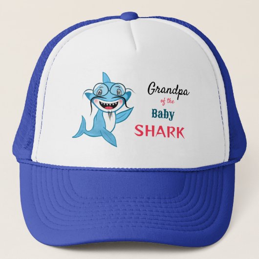 Casquette Famille de Requins Heureux Papi Requin (Devant)