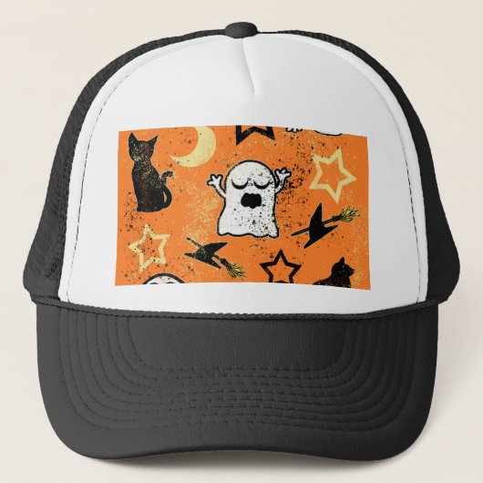 Casquette Fantômes et chats peints (Devant)