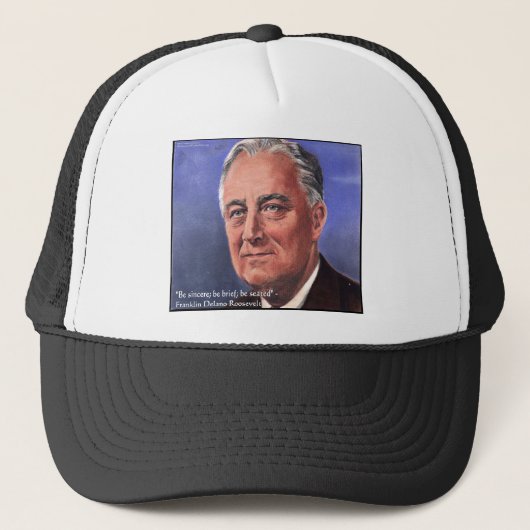 Casquette FDR (Roosevelt) "Soyez bref" Citations de sagesse  (Devant)