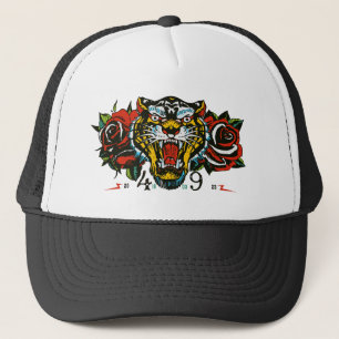 Casquette fearless wild soul tigre tattoo rose fleur