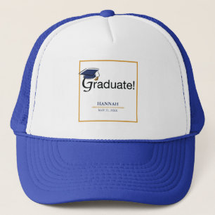 Casquette Félicitations Diplômé, Casquette, Tassel, Bleu, Or