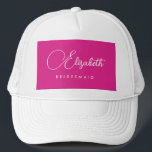 Casquette Femme Bachelorée Parti Bridesmaid Nom Pink<br><div class="desc">Custom Ajouter Image Texte Ici Vêtements Vêtements Modèle Personnalisé Femmes Rose Blanc Bachelorette Party Bridesmaid Nom Baseball & Trucker Chapeaux.</div>