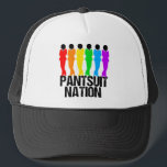 Casquette Femmes arc-en-ciel de la nation Pantsuit<br><div class="desc">Une ligne de femmes fortes dans les couleurs arc-en-ciel de rouge,  orange,  jaune,  vert,  bleu et violet debout sur les mots Pantsuit Nation. Je reste avec Hillary et tout ce que représente la plateforme démocratique. Soyez fiers de l'égalité et du progrès avec cette superbe chemise féministe !</div>