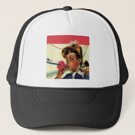 Casquette Fête d'anniversaire vintage, Fille avec faiseur de (Devant)