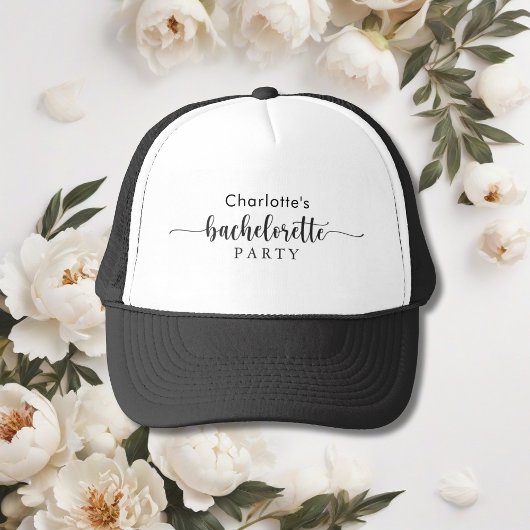 Casquette Fête de Bachelorette Élégante Noir et Blanc