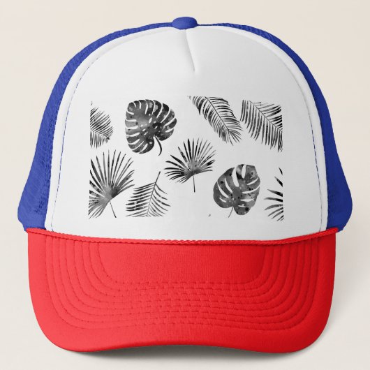 Casquette Feuilles de palmier noir : vintage sans soudure. (Devant)