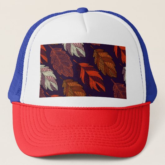 Casquette Feuilles diagonaux : Motif Vintage à main (Devant)