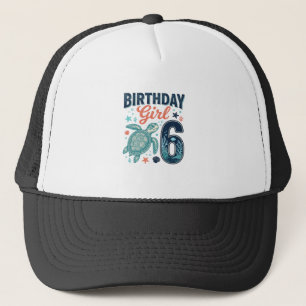 Casquette Fille d'anniversaire 6 Tortue de mer Conception ve