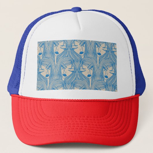 Casquette Fille glamour : motif sans couture stylisée. (Devant)