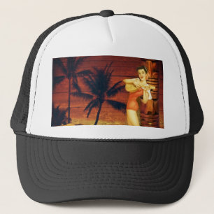 Casquette fille hawaïenne tropicale de poteau de totem de