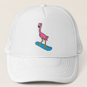 Casquette Flamant rose en Snowboard avec Snowbaord (Devant)