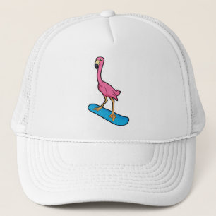Casquette Flamant rose en Snowboard avec Snowbaord