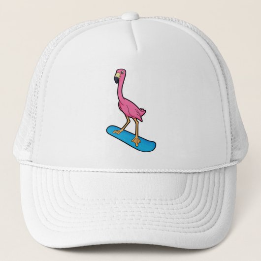 Casquette Flamant rose en Snowboard avec Snowbaord (Devant)