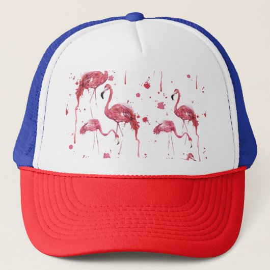 Casquette Flamant rose motif aquarelle, design dynamique. (Devant)
