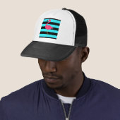Casquette Flamant rose rose sur Teal et le noir (En situation)