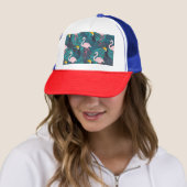 Casquette Flamant rose, toucan : motif de feuilles tropicale (En situation)