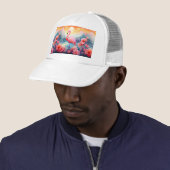 Casquette Flamant rose tropical avec fleurs-76280 (En situation)