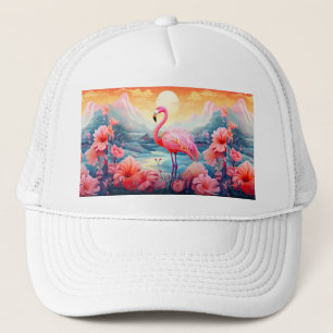 Casquette Flamant Tropical avec Fleurs