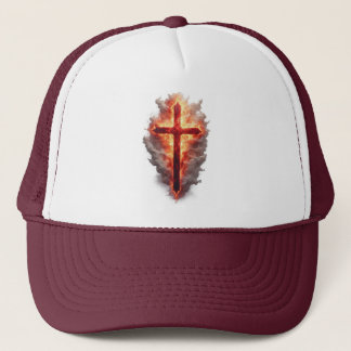 Casquette  Flaming Christian Cross Trucker Hat
