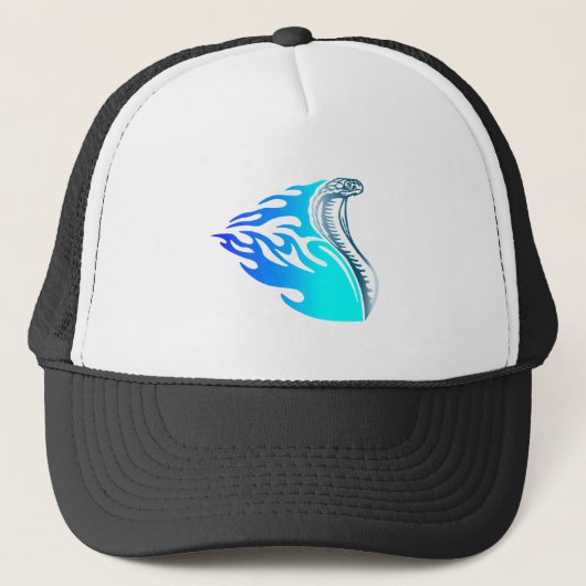 Casquette flammes de cobra design bleu (Devant)
