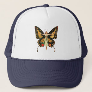 Casquette Flapper Butterfly Flying Woman Illustration