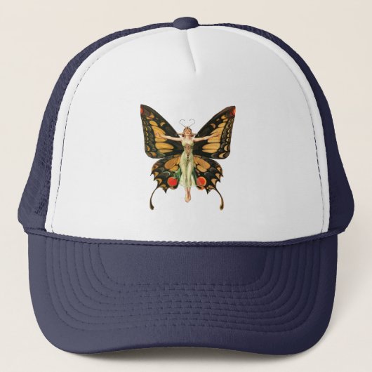 Casquette Flapper Butterfly Flying Woman Illustration (Devant)