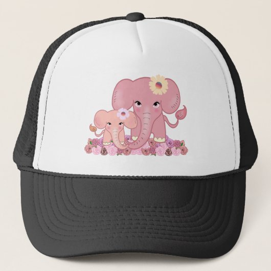Casquette Fleur d'animal fille de la famille des éléphants r (Devant)