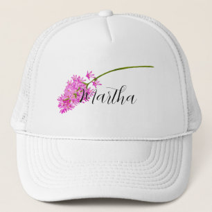 Casquette Fleur d'aquarelle rose de votre nom Trucker Hat