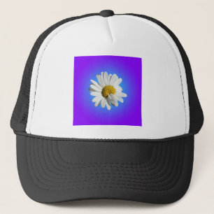 Casquette Fleur de marguerite blanche dégradé floral bleu vi
