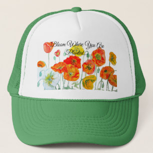Casquette Fleur De Pavot Rouge Orange Où Vous Êtes Plantée