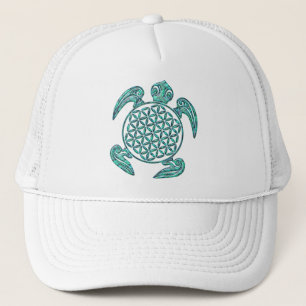 Casquette Fleur de vie / Blume des Lebens tortue turquoise